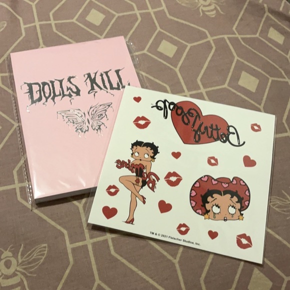 PINK BUTTERFLY DK NOTEBOOK & HEART OF BETTY TEMPORARY TATTOO PACK BUNDLE - Picture 1 of 3